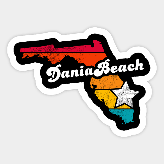 Dania Beach Florida Vintage Distressed Souvenir Sticker by NickDezArts